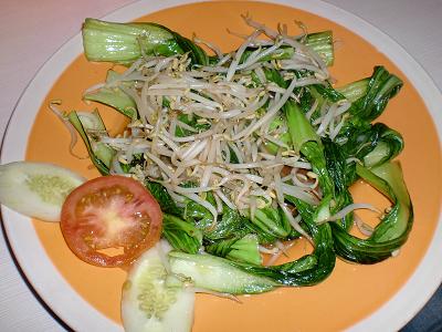 stirred fried bokcoy and beansprouts